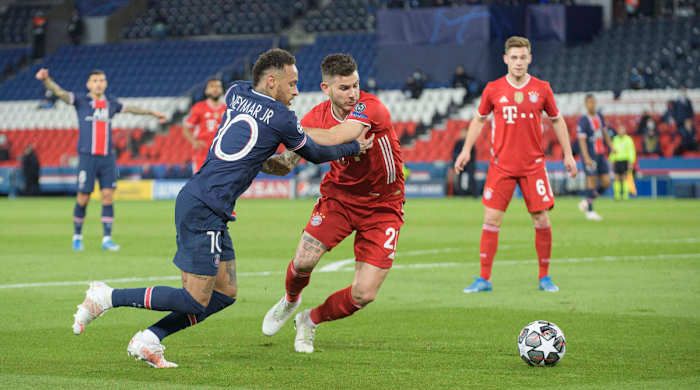 Neymar playing against Bayern Munich